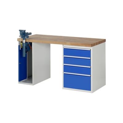 Établi Rau modèle 7510 avec 4 tiroirs et armoire LxPxH 1500x700x840mm (03-7510A2-157B4S.11) - Publicité Établi Rau modèle 7510 avec 4 tiroirs et armoire LxPxH 1500x700x840mm (03-7510A2-157B4S.11) - Publicité