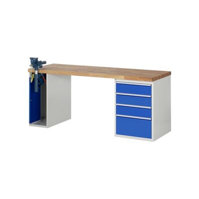 Établi Rau modèle 7510 avec 4 tiroirs et armoire LxPxH 2000x700x840mm (03-7510A2-207B4S.11) - Publicité Établi Rau modèle 7510 avec 4 tiroirs et armoire LxPxH 2000x700x840mm (03-7510A2-207B4S.11) - Publicité