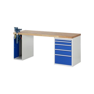 Établi Rau modèle 7511 avec 5 tiroirs et armoire LxPxH 2000x700x840mm (03-7511A2-207B4S.11) - Publicité Établi Rau modèle 7511 avec 5 tiroirs et armoire LxPxH 2000x700x840mm (03-7511A2-207B4S.11) - Publicité