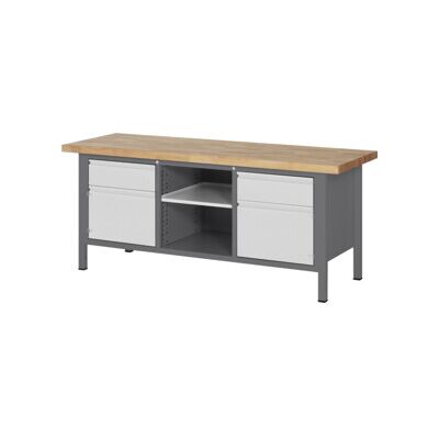 Etabli réglable en hauteur STIER Premium avec 2 tiroirs et 2 portes battantes, lxPxH 2 000x700x840-1 040 mm (904790) - Publicité Etabli réglable en hauteur STIER Premium avec 2 tiroirs et 2 portes battantes, lxPxH 2 000x700x840-1 040 mm (904790) - Publicité