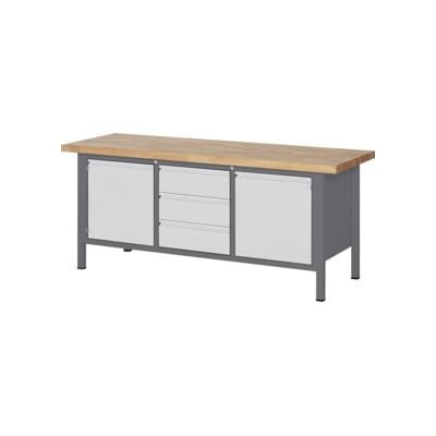 Etabli réglable en hauteur STIER Premium avec 3 tiroirs et 2 portes battantes, lxPxH 2 000x700x840-1 040 mm (904792) - Publicité Etabli réglable en hauteur STIER Premium avec 3 tiroirs et 2 portes battantes, lxPxH 2 000x700x840-1 040 mm (904792) - Publicité