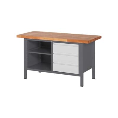 Etabli réglable en hauteur STIER Premium avec 3 tiroirs et un compartiment ouvert, lxPxH 1 500x700x840-1 040 mm (906043) - Publicité Etabli réglable en hauteur STIER Premium avec 3 tiroirs et un compartiment ouvert, lxPxH 1 500x700x840-1 040 mm (906043) - Publicité