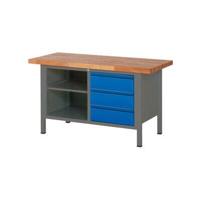 Etabli réglable en hauteur STIER Premium avec 3 tiroirs et un compartiment ouvert, lxPxH 1 500x700x840-1 040 mm, anthracite métallisé / RAL 5010 (906177) - Publicité Etabli réglable en hauteur STIER Premium avec 3 tiroirs et un compartiment ouvert, lxPxH 1 500x700x840-1 040 mm, anthracite métallisé / RAL 5010 (906177) - Publicité