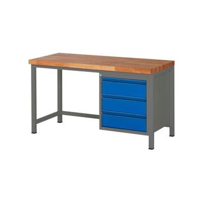 Etabli réglable en hauteur STIER Premium avec 3 tiroirs, lxPxH 1 500x700x840-1 040 mm, anthracite métallisé / RAL 5010 (906171) - Publicité Etabli réglable en hauteur STIER Premium avec 3 tiroirs, lxPxH 1 500x700x840-1 040 mm, anthracite métallisé / RAL 5010 (906171) - Publicité
