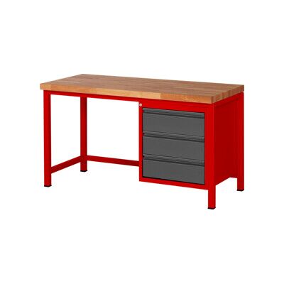 Etabli réglable en hauteur STIER Premium avec 3 tiroirs, lxPxH 1 500x700x840-1 040 mm, RAL 3000 / anthracite métallisé (906173) - Publicité Etabli réglable en hauteur STIER Premium avec 3 tiroirs, lxPxH 1 500x700x840-1 040 mm, RAL 3000 / anthracite métallisé (906173) - Publicité