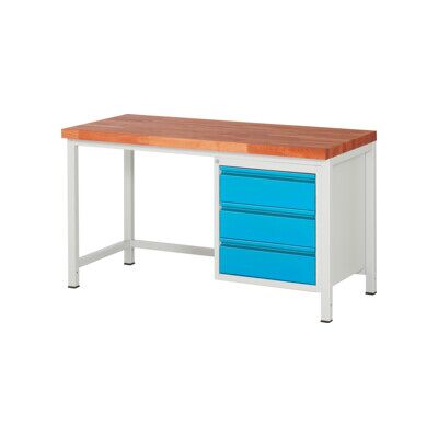 Etabli réglable en hauteur STIER Premium avec 3 tiroirs, lxPxH 1 500x700x840-1 040 mm, RAL 7035 / RAL 5012 (906172) - Publicité Etabli réglable en hauteur STIER Premium avec 3 tiroirs, lxPxH 1 500x700x840-1 040 mm, RAL 7035 / RAL 5012 (906172) - Publicité
