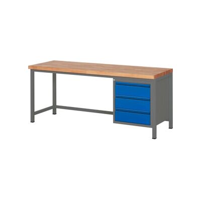 Etabli réglable en hauteur STIER Premium avec 3 tiroirs, lxPxH 2 000x700x840-1 040 mm, anthracite métallisé / RAL 5010 (906174) - Publicité Etabli réglable en hauteur STIER Premium avec 3 tiroirs, lxPxH 2 000x700x840-1 040 mm, anthracite métallisé / RAL 5010 (906174) - Publicité