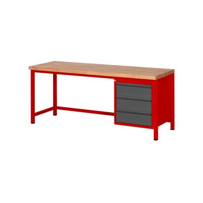 Etabli réglable en hauteur STIER Premium avec 3 tiroirs, lxPxH 2 000x700x840-1 040 mm, RAL 3000 / anthracite métallisé (906176) - Publicité Etabli réglable en hauteur STIER Premium avec 3 tiroirs, lxPxH 2 000x700x840-1 040 mm, RAL 3000 / anthracite métallisé (906176) - Publicité