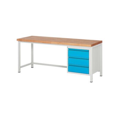 Etabli réglable en hauteur STIER Premium avec 3 tiroirs, lxPxH 2 000x700x840-1 040 mm, RAL 7035 / RAL 5012 (906175) - Publicité Etabli réglable en hauteur STIER Premium avec 3 tiroirs, lxPxH 2 000x700x840-1 040 mm, RAL 7035 / RAL 5012 (906175) - Publicité