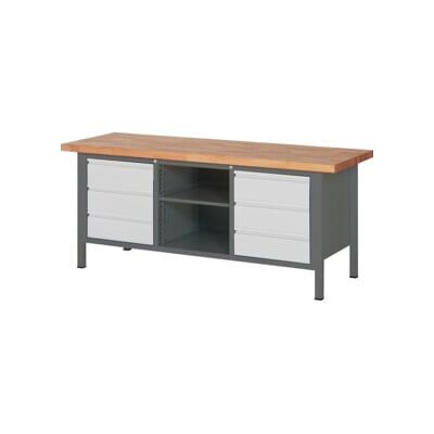 Etabli réglable en hauteur STIER Premium avec 6 tiroirs et un compartiment ouvert, lxPxH 2 000x700x840-1 040 mm (906044) - Publicité Etabli réglable en hauteur STIER Premium avec 6 tiroirs et un compartiment ouvert, lxPxH 2 000x700x840-1 040 mm (906044) - Publicité