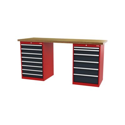 établi STIER, lxPxH 2 000x600x860 mm, avec 2 caissons d'armoire de 600 mm de large, RAL 3020 / RAL 7016 (904963) - Publicité établi STIER, lxPxH 2 000x600x860 mm, avec 2 caissons d'armoire de 600 mm de large, RAL 3020 / RAL 7016 (904963) - Publicité