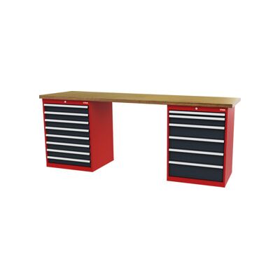 établi STIER, lxPxH 2 500x600x860 mm, avec 2 caissons d'armoire de 700 mm de large, RAL 3020 / RAL 7016 (904982) - Publicité établi STIER, lxPxH 2 500x600x860 mm, avec 2 caissons d'armoire de 700 mm de large, RAL 3020 / RAL 7016 (904982) - Publicité