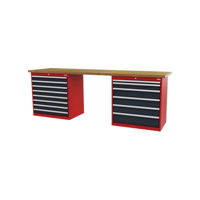 établi STIER, lxPxH 2 500x600x960 mm, avec 2 caissons d'armoire de 900 mm de large, RAL 3020 / RAL 7016 (905001) - Publicité établi STIER, lxPxH 2 500x600x960 mm, avec 2 caissons d'armoire de 900 mm de large, RAL 3020 / RAL 7016 (905001) - Publicité