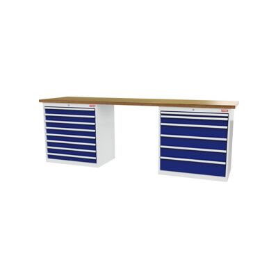 établi STIER, lxPxH 2 500x600x960 mm, avec 2 caissons d'armoire de 900 mm de large, RAL 7035 / RAL 5010 (905073) - Publicité établi STIER, lxPxH 2 500x600x960 mm, avec 2 caissons d'armoire de 900 mm de large, RAL 7035 / RAL 5010 (905073) - Publicité