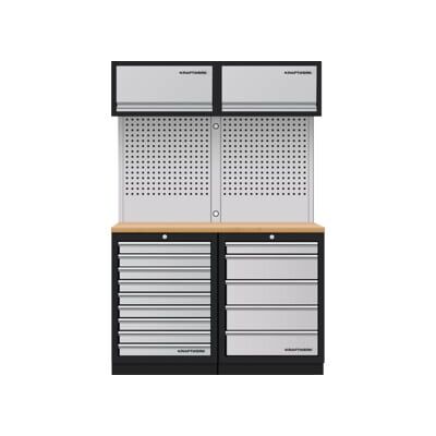 Mobilier d'atelier Mobilio 2 éléments Kraftwerk 3964K-95K2, 5 & 9 tiroirs, unité murale, plan de travail multiplex (3964K-95K2) - Publicité Mobilier d'atelier Mobilio 2 éléments Kraftwerk 3964K-95K2, 5 & 9 tiroirs, unité murale, plan de travail multiplex (3964K-95K2) - Publicité