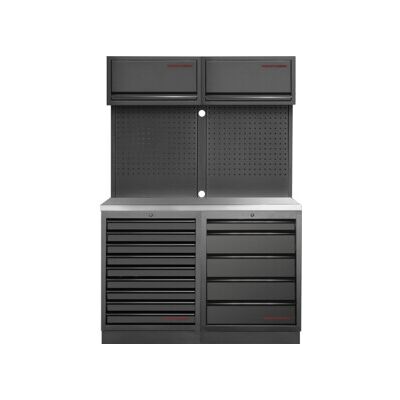 Mobilier d'atelier Mobilio 2 éléments Kraftwerk 3964K-95K2IX, 5 & 9 tiroirs, unité murale, acier inoxydable (3964K-BLK-009-IX) - Publicité Mobilier d'atelier Mobilio 2 éléments Kraftwerk 3964K-95K2IX, 5 & 9 tiroirs, unité murale, acier inoxydable (3964K-BLK-009-IX) - Publicité