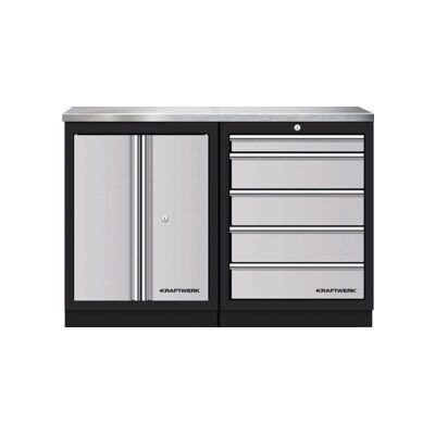 Mobilier d'atelier Mobilio 2 éléments Kraftwerk, acier inoxydable, 5 tiroirs (3964K-S500IX) - Publicité Mobilier d'atelier Mobilio 2 éléments Kraftwerk, acier inoxydable, 5 tiroirs (3964K-S500IX) - Publicité