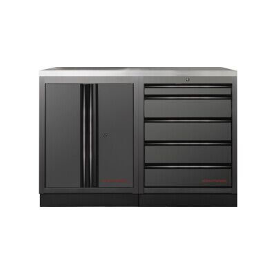 Mobilier d'atelier Mobilio 2 éléments Kraftwerk, acier inoxydable, 5 tiroirs (3964K-BLK-018-IX) - Publicité Mobilier d'atelier Mobilio 2 éléments Kraftwerk, acier inoxydable, 5 tiroirs (3964K-BLK-018-IX) - Publicité