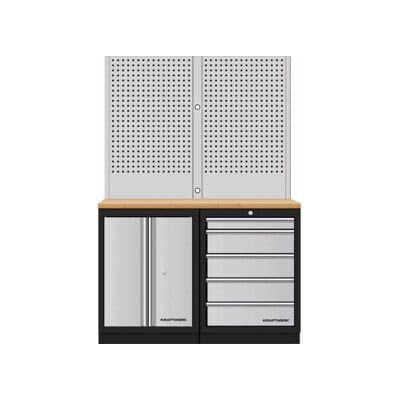 Mobilier d'atelier Mobilio 2 éléments Kraftwerk, paroi perforée, contreplaqué hêtre, 5 tiroirs (3964K-S5-W) - Publicité Mobilier d'atelier Mobilio 2 éléments Kraftwerk, paroi perforée, contreplaqué hêtre, 5 tiroirs (3964K-S5-W) - Publicité