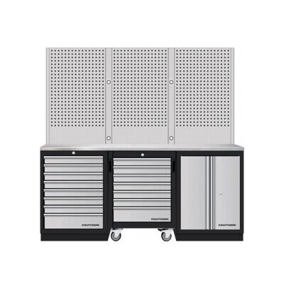 Mobilier d'atelier Mobilio 3 éléments Kraftwerk, paroi perforée, chariot d'atelier, acier inoxydable (3964K-87S-WIX) - Publicité Mobilier d'atelier Mobilio 3 éléments Kraftwerk, paroi perforée, chariot d'atelier, acier inoxydable (3964K-87S-WIX) - Publicité