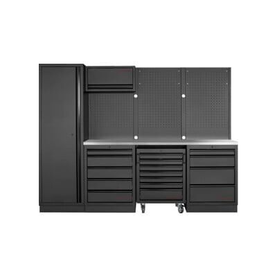 Mobilier d'atelier Mobilio 4 éléments Kraftwerk, armoire haute, paroi perforée, acier inoxydable (3964K-BLK-016-IX) - Publicité Mobilier d'atelier Mobilio 4 éléments Kraftwerk, armoire haute, paroi perforée, acier inoxydable (3964K-BLK-016-IX) - Publicité