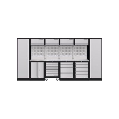 Mobilier d'atelier Mobilio 6 éléments Kraftwerk, 2x armoire haute, chariot d'atelier, acier inoxydable (3964K-HS745H-K4IX) - Publicité Mobilier d'atelier Mobilio 6 éléments Kraftwerk, 2x armoire haute, chariot d'atelier, acier inoxydable (3964K-HS745H-K4IX) - Publicité