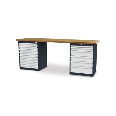 Rangée d'établis STIER lxPxH 2500x600x860 mm, 2 caissons d'armoire 700x575x820 mm (903996) - Publicité Rangée d'établis STIER lxPxH 2500x600x860 mm, 2 caissons d'armoire 700x575x820 mm (903996) - Publicité