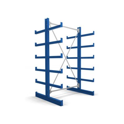 Rayonnage à bras en porte-à-faux STIER, double, 1 travée avec 5 niveaux 1300x2000x500 mm, bleu gentiane (905254) - Publicité Rayonnage à bras en porte-à-faux STIER, double, 1 travée avec 5 niveaux 1300x2000x500 mm, bleu gentiane (905254) - Publicité