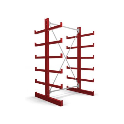 Rayonnage à bras en porte-à-faux STIER, double, 1 travée avec 5 niveaux 1300x2000x500 mm, rouge feu (905274) - Publicité Rayonnage à bras en porte-à-faux STIER, double, 1 travée avec 5 niveaux 1300x2000x500 mm, rouge feu (905274) - Publicité