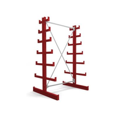 Rayonnage à bras en porte-à-faux STIER, double, 1 travée avec 6 niveaux décroissants 1300x2000x500 mm, rouge feu (905284) - Publicité Rayonnage à bras en porte-à-faux STIER, double, 1 travée avec 6 niveaux décroissants 1300x2000x500 mm, rouge feu (905284) - Publicité