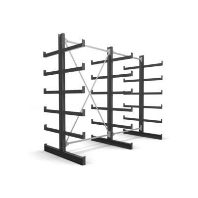 Rayonnage à bras en porte-à-faux STIER, double, 2 travées avec 5 niveaux 2600x2000x500 mm (904481) - Publicité Rayonnage à bras en porte-à-faux STIER, double, 2 travées avec 5 niveaux 2600x2000x500 mm (904481) - Publicité