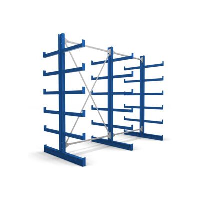 Rayonnage à bras en porte-à-faux STIER, double, 2 travées avec 5 niveaux 2600x2000x500 mm, bleu gentiane (905255) - Publicité Rayonnage à bras en porte-à-faux STIER, double, 2 travées avec 5 niveaux 2600x2000x500 mm, bleu gentiane (905255) - Publicité