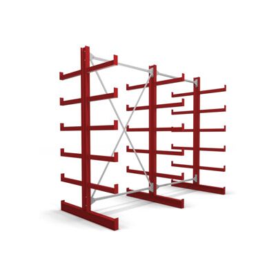 Rayonnage à bras en porte-à-faux STIER, double, 2 travées avec 5 niveaux 2600x2000x500 mm, rouge feu (905275) - Publicité Rayonnage à bras en porte-à-faux STIER, double, 2 travées avec 5 niveaux 2600x2000x500 mm, rouge feu (905275) - Publicité