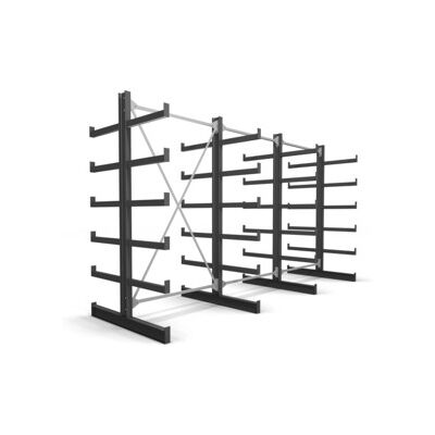Rayonnage à bras en porte-à-faux STIER, double, 3 travées avec 5 niveaux 3900x2000x500 mm (904482) - Publicité Rayonnage à bras en porte-à-faux STIER, double, 3 travées avec 5 niveaux 3900x2000x500 mm (904482) - Publicité