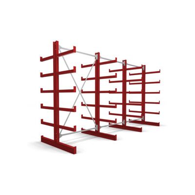 Rayonnage à bras en porte-à-faux STIER, double, 3 travées avec 5 niveaux 3900x2000x500 mm, rouge feu (905276) - Publicité Rayonnage à bras en porte-à-faux STIER, double, 3 travées avec 5 niveaux 3900x2000x500 mm, rouge feu (905276) - Publicité