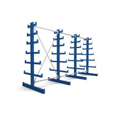 Rayonnage à bras en porte-à-faux STIER, double, 3 travées avec 6 niveaux décroissants 3900x2000x500 mm, bleu gentiane (905266) - Publicité Rayonnage à bras en porte-à-faux STIER, double, 3 travées avec 6 niveaux décroissants 3900x2000x500 mm, bleu gentiane (905266) - Publicité