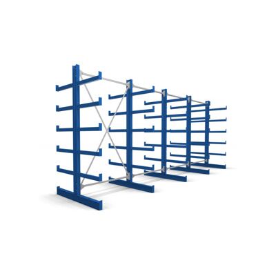 Rayonnage à bras en porte-à-faux STIER, double, 4 travées avec 5 niveaux 5200x2000x500 mm, bleu gentiane (905257) - Publicité Rayonnage à bras en porte-à-faux STIER, double, 4 travées avec 5 niveaux 5200x2000x500 mm, bleu gentiane (905257) - Publicité