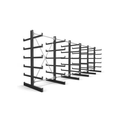 Rayonnage à bras en porte-à-faux STIER, double, 5 travées avec 5 niveaux 6500x2000x500 mm (904484) - Publicité Rayonnage à bras en porte-à-faux STIER, double, 5 travées avec 5 niveaux 6500x2000x500 mm (904484) - Publicité