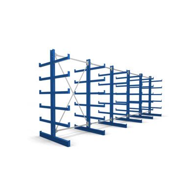 Rayonnage à bras en porte-à-faux STIER, double, 5 travées avec 5 niveaux 6500x2000x500 mm, bleu gentiane (905258) - Publicité Rayonnage à bras en porte-à-faux STIER, double, 5 travées avec 5 niveaux 6500x2000x500 mm, bleu gentiane (905258) - Publicité