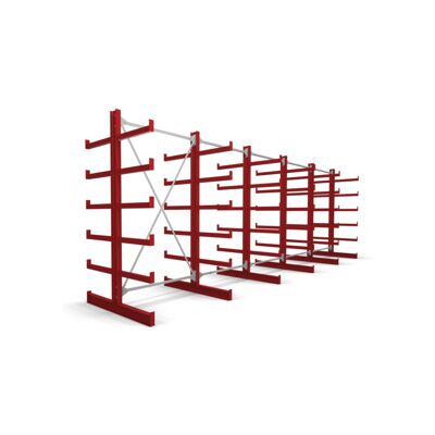 Rayonnage à bras en porte-à-faux STIER, double, 5 travées avec 5 niveaux 6500x2000x500 mm, rouge feu (905278) - Publicité Rayonnage à bras en porte-à-faux STIER, double, 5 travées avec 5 niveaux 6500x2000x500 mm, rouge feu (905278) - Publicité