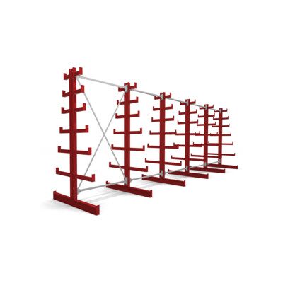 Rayonnage à bras en porte-à-faux STIER, double, 5 travées avec 6 niveaux décroissants 6500x2000x500 mm, rouge feu (905288) - Publicité Rayonnage à bras en porte-à-faux STIER, double, 5 travées avec 6 niveaux décroissants 6500x2000x500 mm, rouge feu (905288) - Publicité