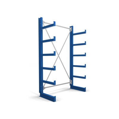 Rayonnage à bras en porte-à-faux STIER, simple, 1 travée avec 5 niveaux 1300x2000x500 mm, bleu gentiane (905249) - Publicité Rayonnage à bras en porte-à-faux STIER, simple, 1 travée avec 5 niveaux 1300x2000x500 mm, bleu gentiane (905249) - Publicité