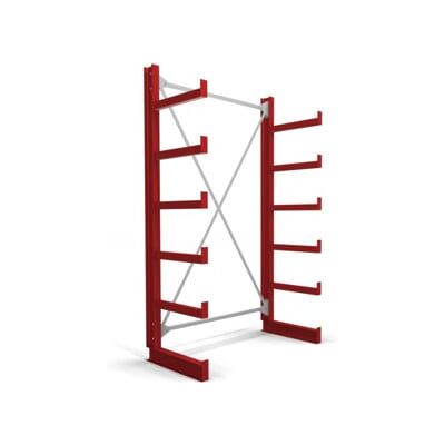 Rayonnage à bras en porte-à-faux STIER, simple, 1 travée avec 5 niveaux 1300x2000x500 mm, rouge feu (905269) - Publicité Rayonnage à bras en porte-à-faux STIER, simple, 1 travée avec 5 niveaux 1300x2000x500 mm, rouge feu (905269) - Publicité