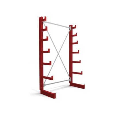 Rayonnage à bras en porte-à-faux STIER, simple, 1 travée avec 6 niveaux décroissants 1300x2000x500 mm, rouge feu (905279) - Publicité Rayonnage à bras en porte-à-faux STIER, simple, 1 travée avec 6 niveaux décroissants 1300x2000x500 mm, rouge feu (905279) - Publicité