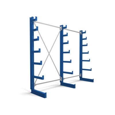 Rayonnage à bras en porte-à-faux STIER, simple, 2 travées avec 6 niveaux décroissants 2600x2000x500 mm, bleu gentiane (905260) - Publicité Rayonnage à bras en porte-à-faux STIER, simple, 2 travées avec 6 niveaux décroissants 2600x2000x500 mm, bleu gentiane (905260) - Publicité
