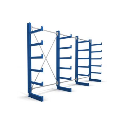 Rayonnage à bras en porte-à-faux STIER, simple, 3 travées avec 5 niveaux 3900x2000x500 mm, bleu gentiane (905251) - Publicité Rayonnage à bras en porte-à-faux STIER, simple, 3 travées avec 5 niveaux 3900x2000x500 mm, bleu gentiane (905251) - Publicité