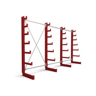 Rayonnage à bras en porte-à-faux STIER, simple, 3 travées avec 6 niveaux décroissants 3900x2000x500 mm, rouge feu (905281) - Publicité Rayonnage à bras en porte-à-faux STIER, simple, 3 travées avec 6 niveaux décroissants 3900x2000x500 mm, rouge feu (905281) - Publicité