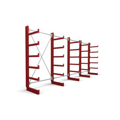 Rayonnage à bras en porte-à-faux STIER, simple, 4 travées avec 5 niveaux 5200x2000x500 mm, rouge feu (905272) - Publicité Rayonnage à bras en porte-à-faux STIER, simple, 4 travées avec 5 niveaux 5200x2000x500 mm, rouge feu (905272) - Publicité