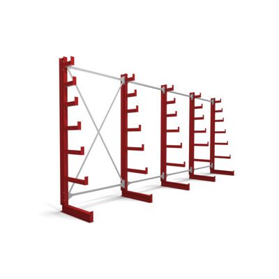 Rayonnage à bras en porte-à-faux STIER, simple, 4 travées avec 6 niveaux décroissants 5200x2000x500 mm, rouge feu (905282) - Publicité Rayonnage à bras en porte-à-faux STIER, simple, 4 travées avec 6 niveaux décroissants 5200x2000x500 mm, rouge feu (905282) - Publicité