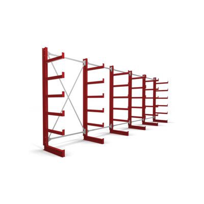 Rayonnage à bras en porte-à-faux STIER, simple, 5 travées avec 5 niveaux 6500x2000x500 mm, rouge feu (905273) - Publicité Rayonnage à bras en porte-à-faux STIER, simple, 5 travées avec 5 niveaux 6500x2000x500 mm, rouge feu (905273) - Publicité